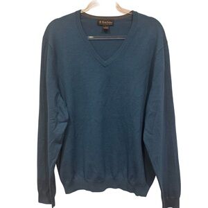 Brooks Brothers Extra Fine Italian Merino Wool V Neck Sweater Size L